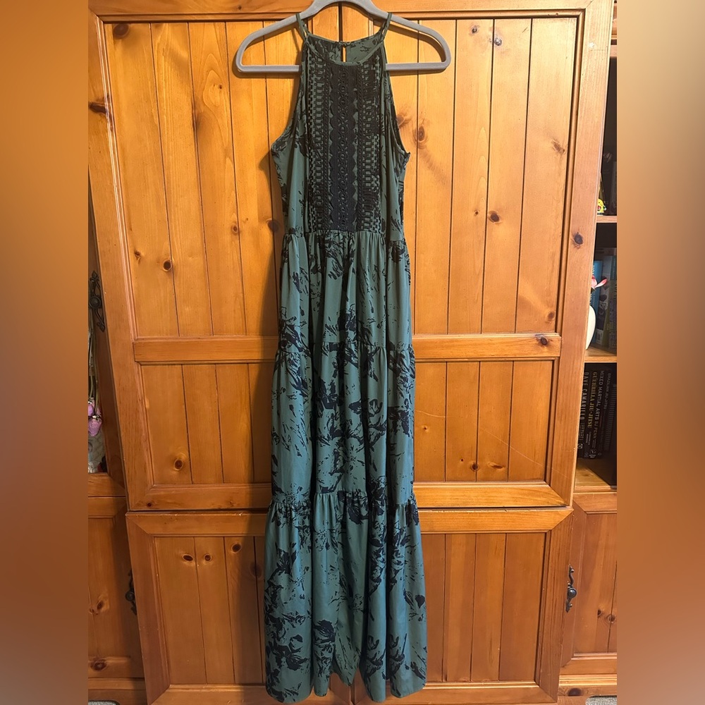 Green and Black Maxi Dress